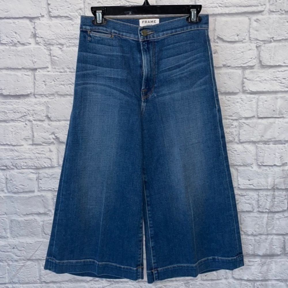 Frame Denim Sweetzer High Water Cropped Jean Wide Leg Flare Stretch Sailor Pants